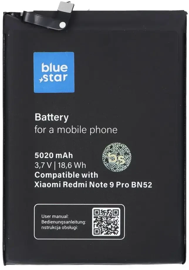 BlueStar „Blue Star Mėlynas STAR“ baterija, skirta „XIAOMI REDMI NOTE 9 Pro“ (BN52) 5020 mAh