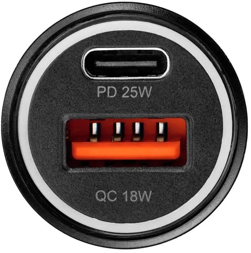 BlueStar Įkroviklis automobilinis Blue Star (1xUSB; 1xUSB-C; QC 3.0; 25W) juodas