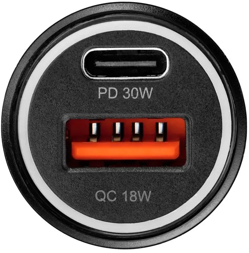 BlueStar Įkroviklis automobilinis Blue Star (1xUSB-C; QC 3.0; 30W) + laidas "USB-C(Type-C) to USB-C(Type-C)" juodas