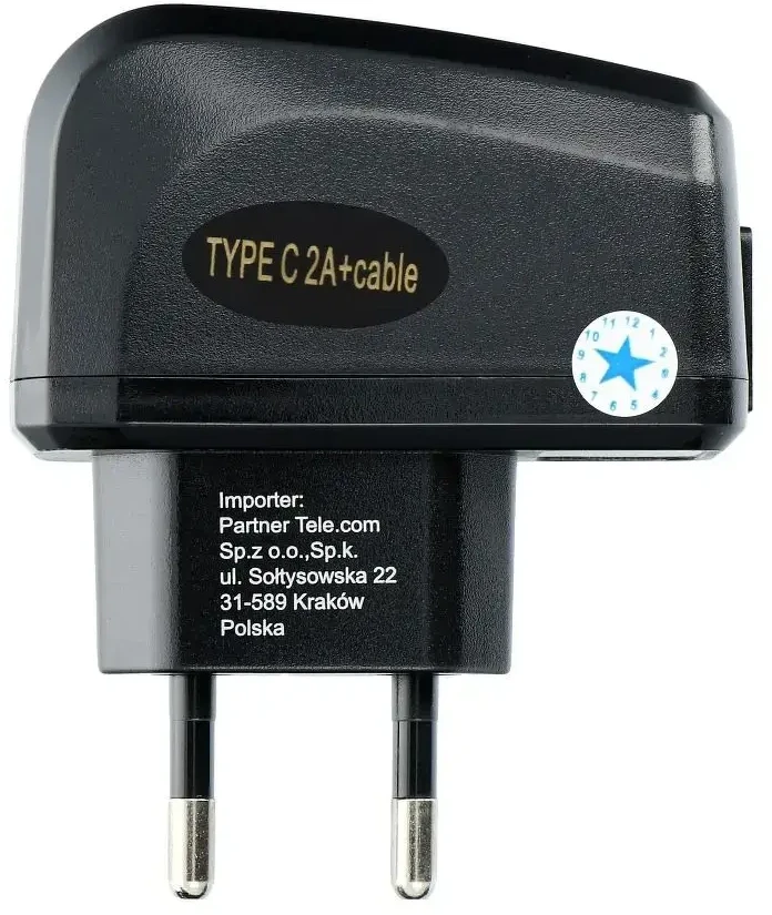 BlueStar Įkroviklis Blue Star (TFK-TC-1095B) + laidas "USB-C (Type-C)" 2A (10W) juodas