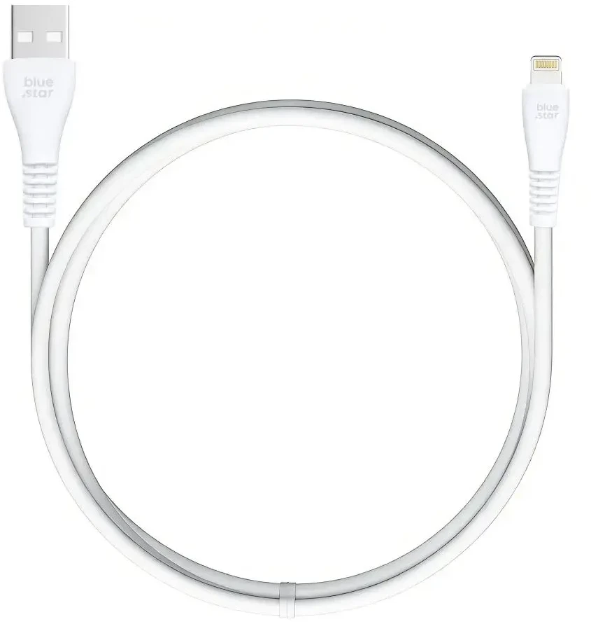 BlueStar USB A tipo laidas su „Lightning“ jungtimi, mėlynas, žvaigždės formos, 2A, 12W, 1 m, PJ-DG5-A, baltas