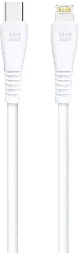 BlueStar USB C į Lightning kabelis, mėlynas, žvaigždės formos, 3A, 27W, 1 m, PJ-DQ2-C, baltas