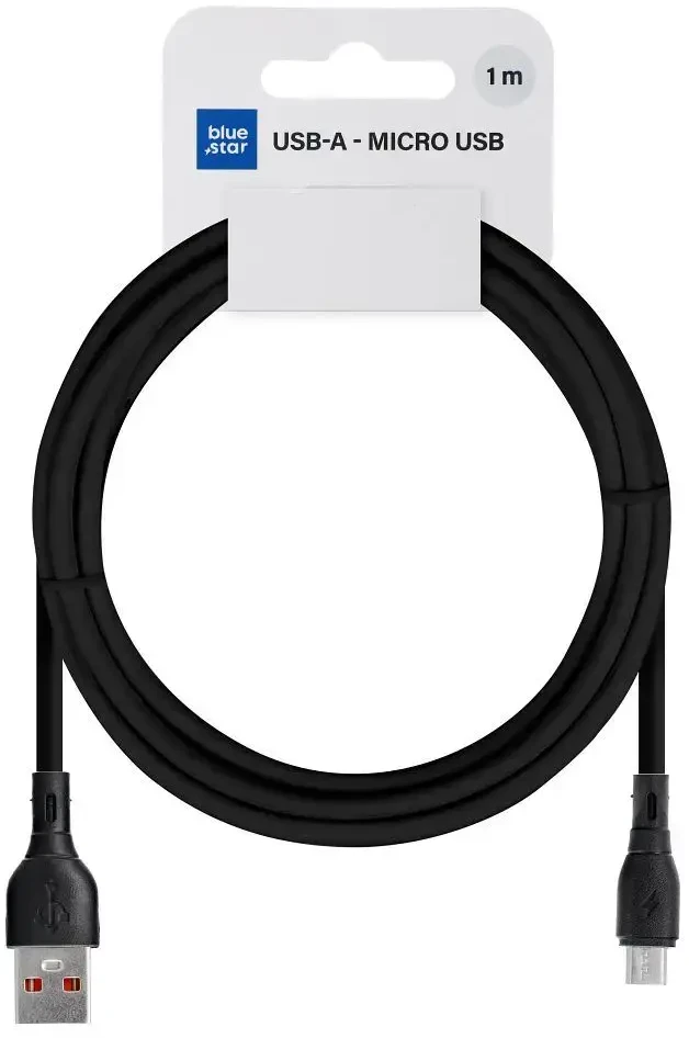 BlueStar USB A į Micro USB laidas Blue Star 2A ECO 1 m PJ68-23-2 juodas
