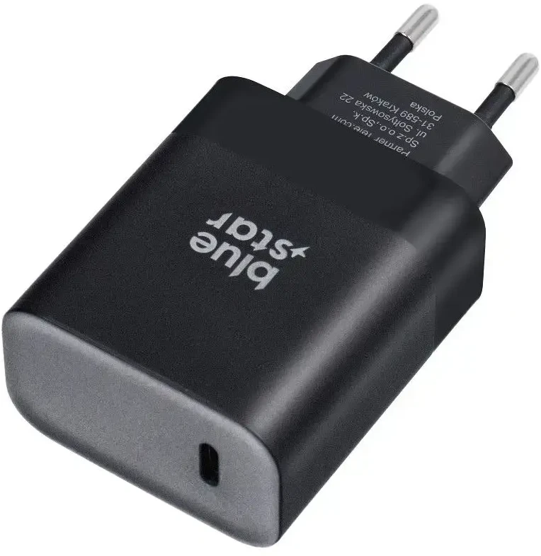 BlueStar Telefono įkroviklis Blue Star USB C QC4.0 PD 3A 45W + laidas USB C į USB C TFB-TC-45WPD juodas