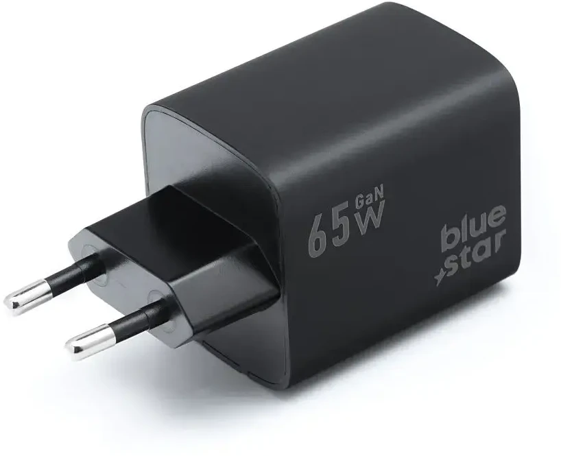 BlueStar Telefono įkroviklis Blue Star GaN 2 x USB C + USB A QC4.0 PD 4A 65W VT-43 juodas