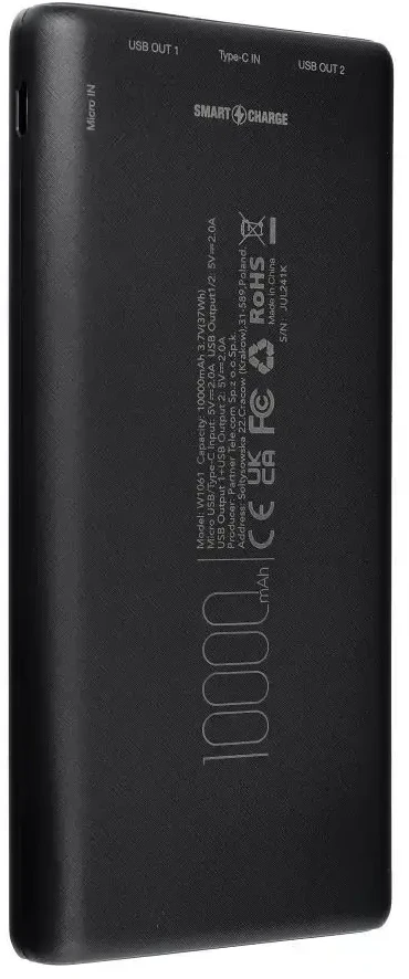 BlueStar Powerbank Blue Star W1061 2A 10000 mAh juodas