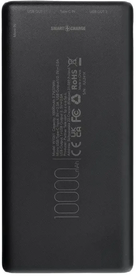 BlueStar Powerbank Blue Star W1061 2A 10000 mAh juodas