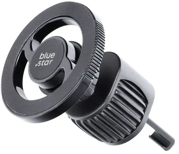 BlueStar Automobilinis universalus telefono laikiklis Blue Star (Barrel) Magnetic (MagSafe) tvirtinamas ant ventiliacijos grotelių, magnetinis, juodas