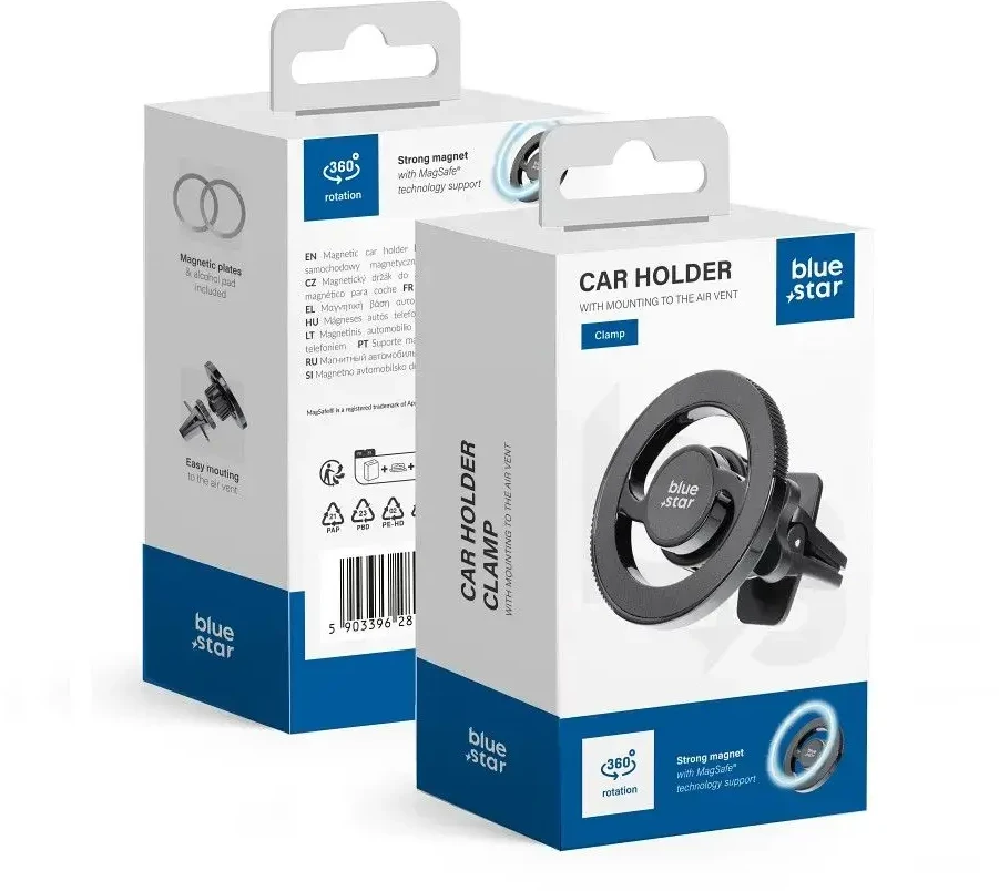 BlueStar „Blue Star“ magnetinis automobilio telefono laikiklis, suderinamas su „Magsafe Mėlyna star CLAMP“ oro išleidimo angos juodas