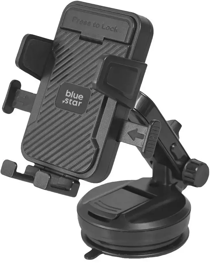 BlueStar „Blue Star Mėlynas STAR Tough Lock“ automobilio laikiklis priekiniam stiklui, juodas