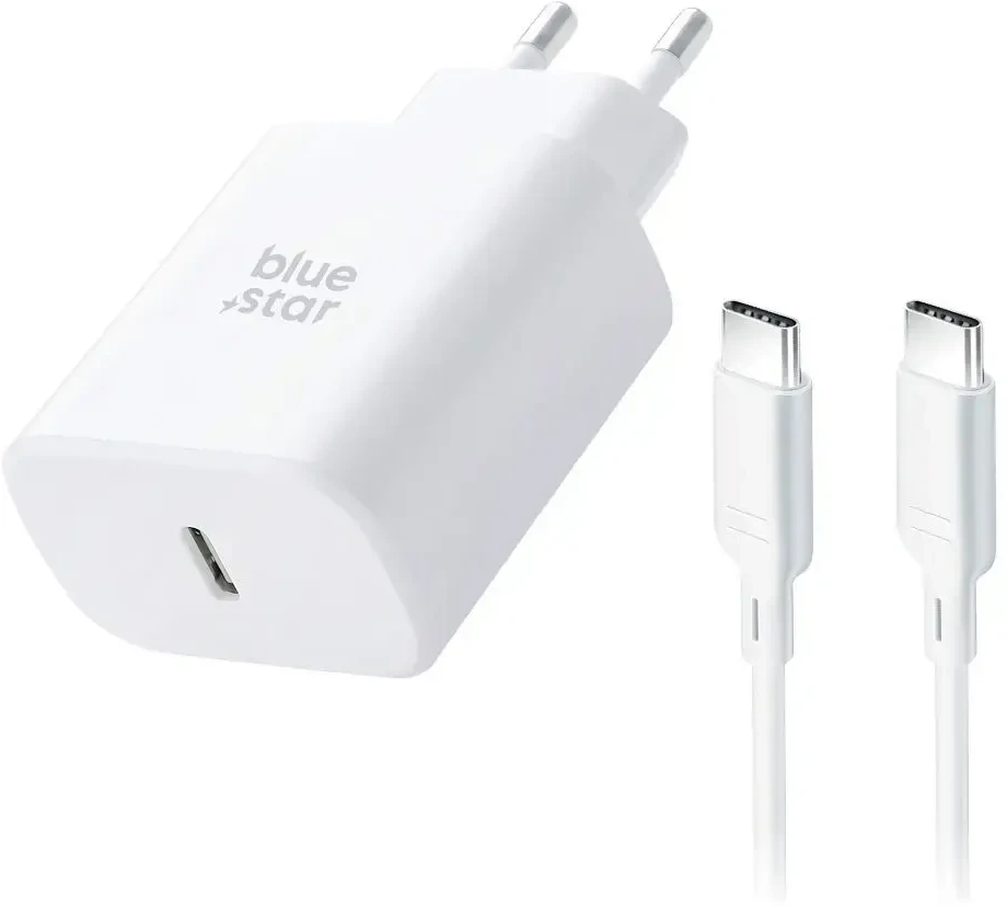 BlueStar Phone charger Blue Star USB C QC4.0 PD 3A 35W + cable USB C to USB C TFB-TC-25WPD baltas