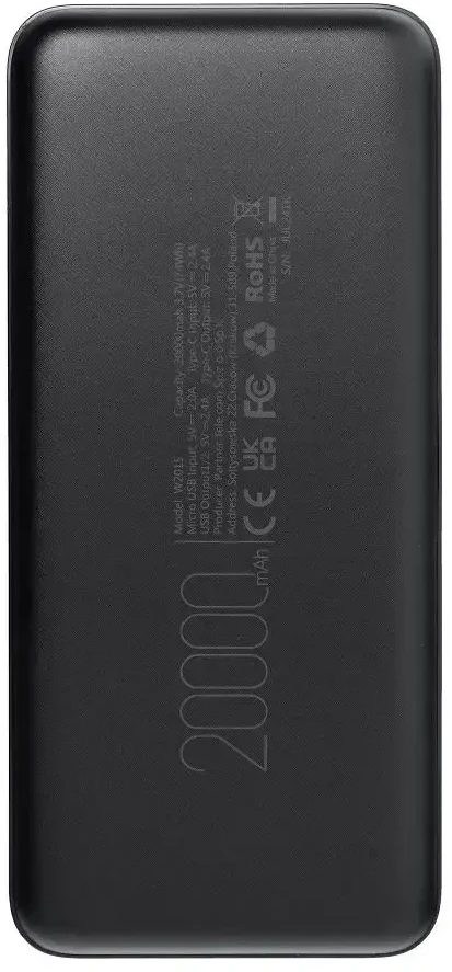 BlueStar Powerbank Blue Star W2015 2.1A 20000 mAh juodas