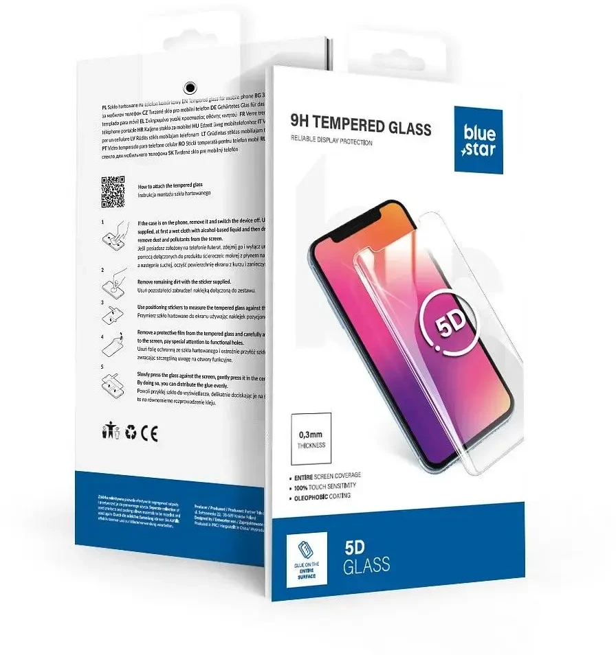 BlueStar Grūdintas stiklas Huawei P30 PRO telefonui (pilnai klijuojamas / suderinamas su dėklu) Blue Star 5D juodas