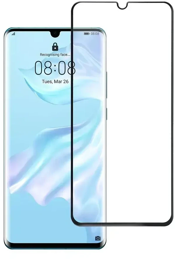 BlueStar Grūdintas stiklas Huawei P30 PRO telefonui (pilnai klijuojamas / suderinamas su dėklu) Blue Star 5D juodas