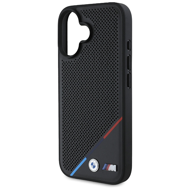 BMW M Perforated Tricolor Line MagSafe Apple iPhone 16 Case - dėklas telefonui juodos spalvos