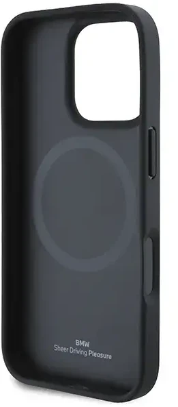 BMW BMHMP16X23RDDK Apple iPhone 16 Pro Max 6.9″ juodos spalvos kietas dėklas Sign Leather Diamond Metal Logo MagSa