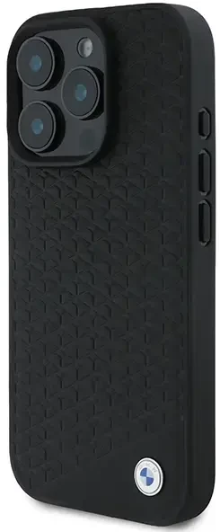 BMW BMHMP16X23RDDK Apple iPhone 16 Pro Max 6.9″ juodos spalvos kietas dėklas Sign Leather Diamond Metal Logo MagSa