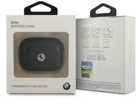 BMW BMAPSSLNA AirPods Pro dėklas navy Geniune Leather sidabro spalvos Logo