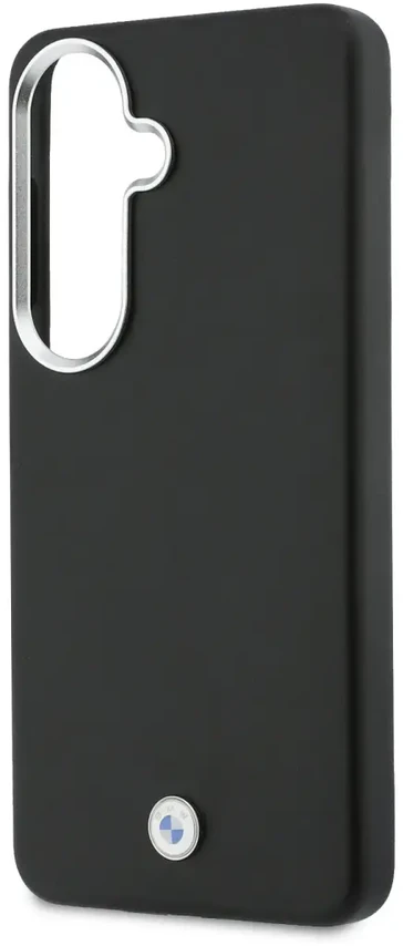 BMW firminis PU odos metalinis logotipo telefono dėklas su „MagSafe“ palaikymu, skirtas „Samsung Galaxy S26“ (S942) juodas
