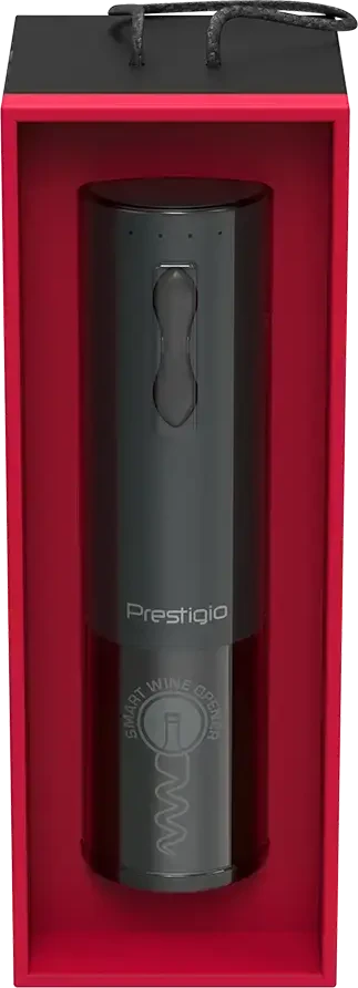 Bolsena, elektrinis vyno atidarytuvas su Prestigio logotipu, aeratorius, vakuuminis konservatorius, Juodos spalvos