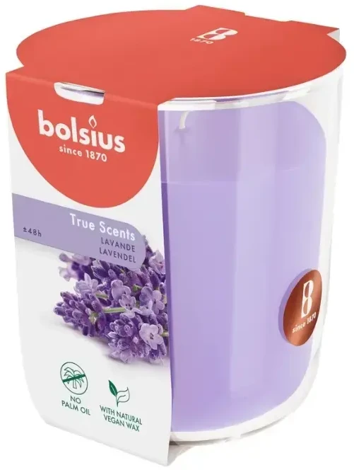 Žvakė, aromatinė Bolsius Relaxing Lavender, 45 h, Violetinė