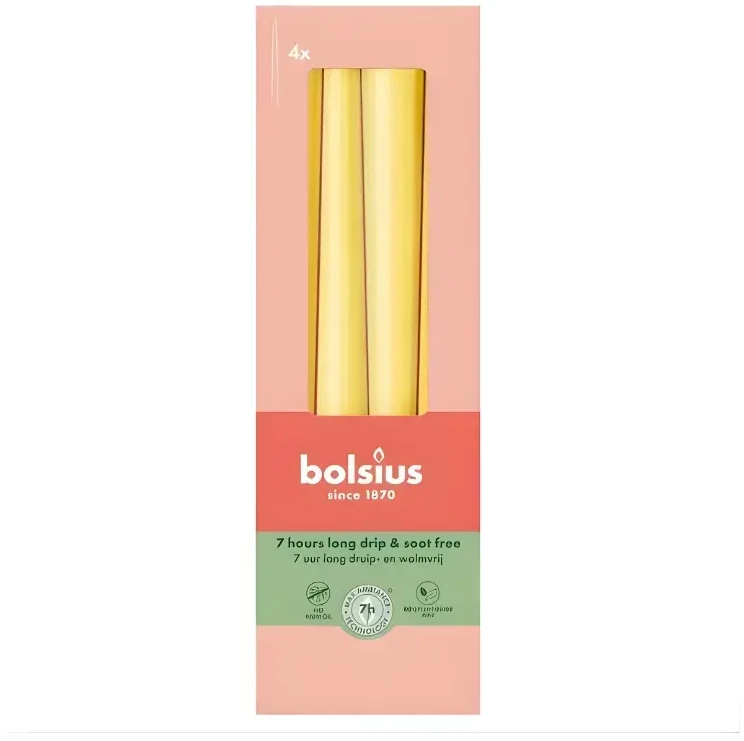 Bolsius Table candles 245/24mm Geltona 4pcs
