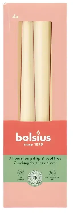 Bolsius Table candles 245/24mm rusvai gelsvas 4pcs