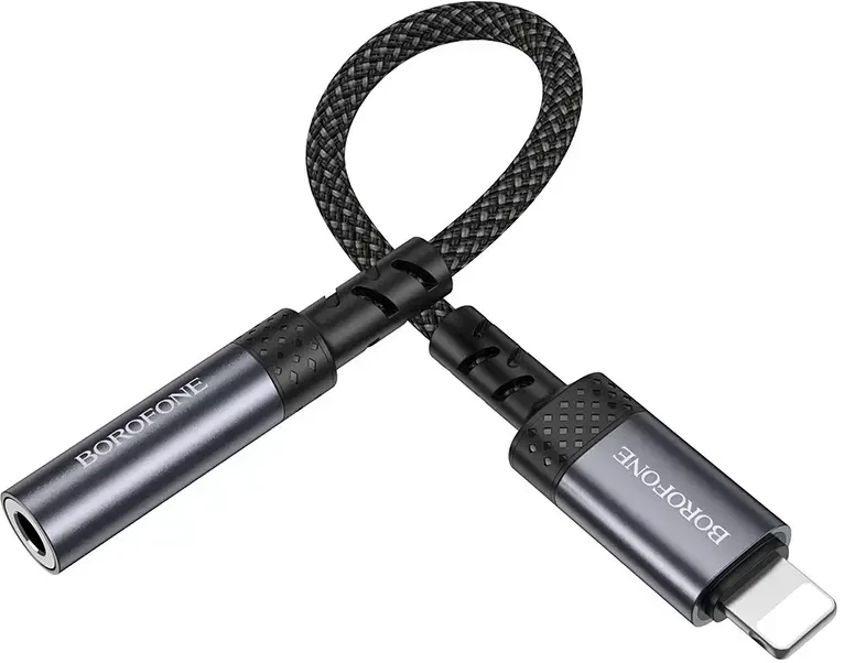 Borofone Adapteris BV24 Graceful - Lightning į jack 3,5mm - pilkos spalvos