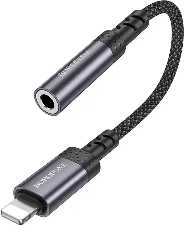 Borofone Adapteris BV24 Graceful - Lightning į jack 3,5mm - pilkos spalvos