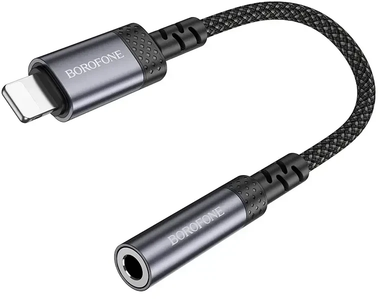 Borofone Adapteris BV24 Graceful - Lightning į jack 3,5mm - pilkos spalvos