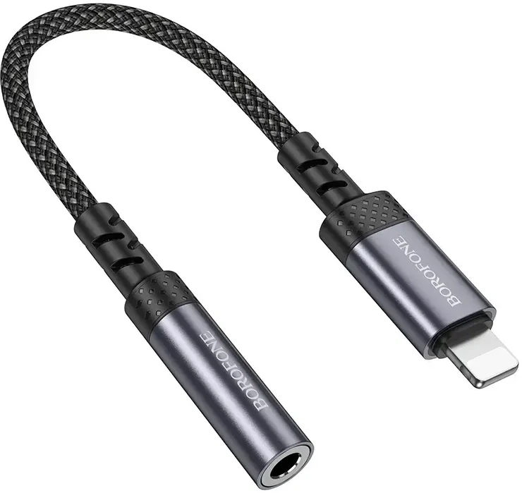 Borofone Adapteris BV24 Graceful - Lightning į jack 3,5mm - pilkos spalvos
