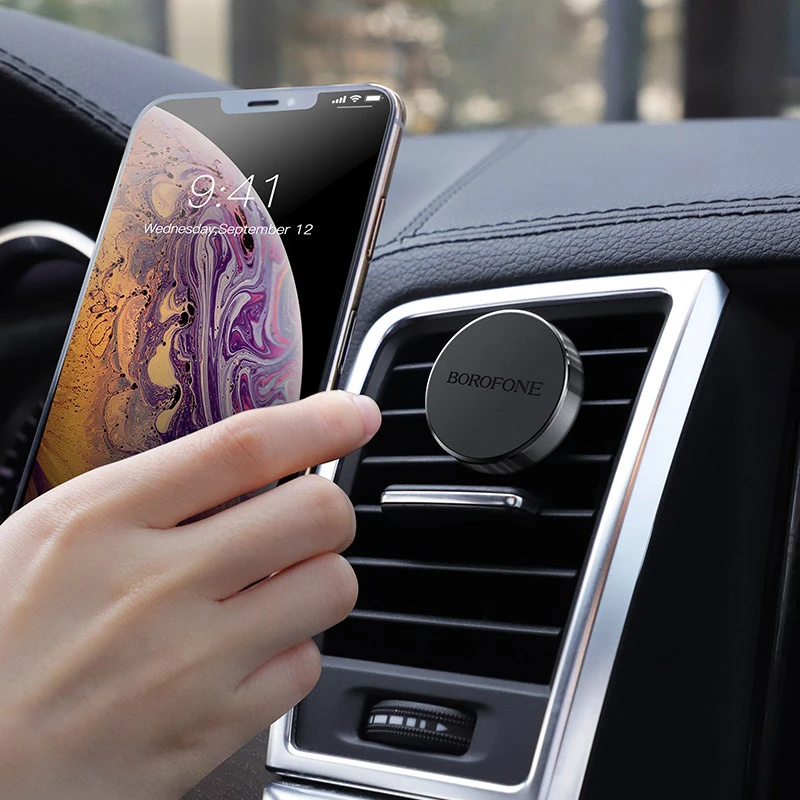 Automobilinis telefono laikiklis Borofone BH8, tvirtinamas ant ventiliacijos grotelių, magnetinis, juodas