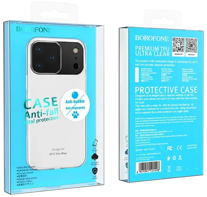 „Borofone BI4 Ice“ serijos dėklas „Apple iPhone 17 Pro Max“, skaidrus