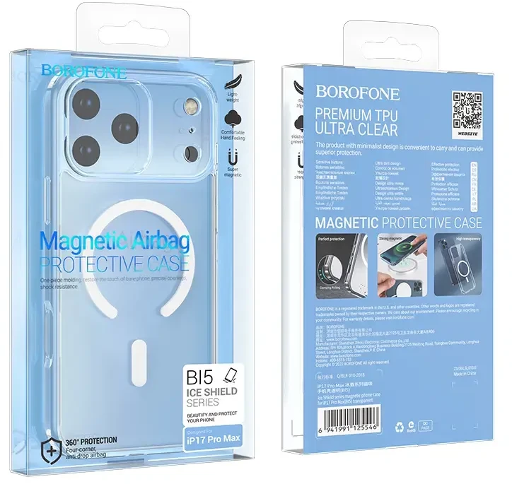 Dėklas Borofone Case BI5 Ice Shield Magnetic Apple iPhone 17 Pro Max transparent
