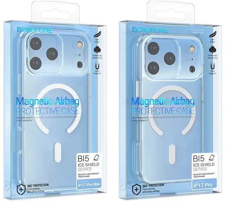 Dėklas Borofone Case BI5 Ice Shield Magnetic Apple iPhone 17 Pro Max transparent