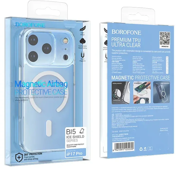 Dėklas Borofone Case BI5 Ice Shield Magnetic Apple iPhone 17 Pro Max transparent