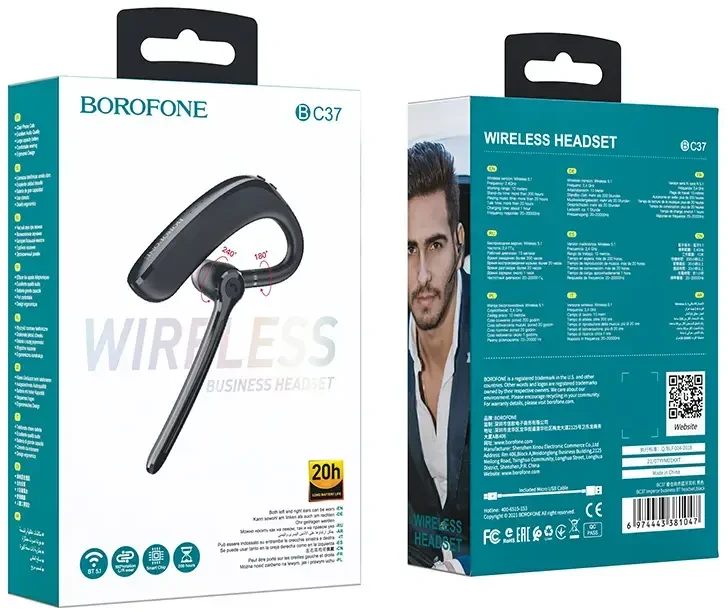 Borofone Bluetooth Headset BC37 Imperor Juodas