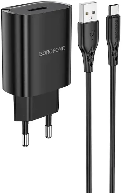 Oem Borofone Laidinis įkroviklis BN1 Innovative – USB – 2,1A su USB į Type C juodos spalvos