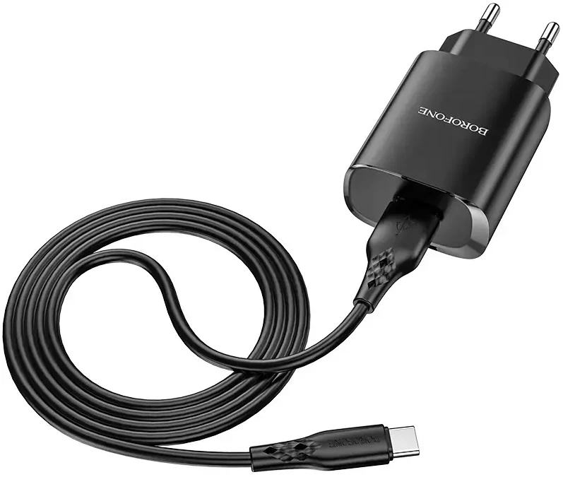 Oem Borofone Laidinis įkroviklis BN1 Innovative – USB – 2,1A su USB į Type C juodos spalvos