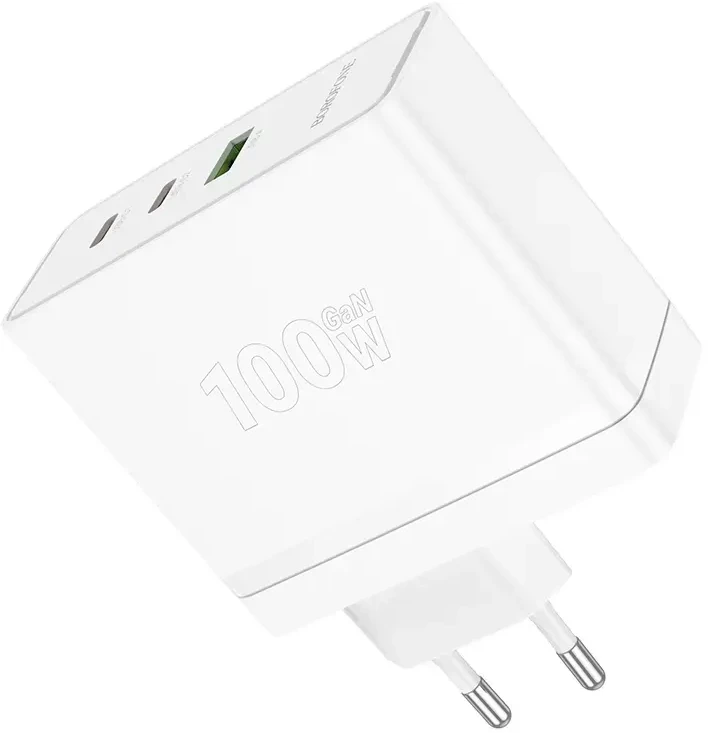 Oem Borofone laidinis įkroviklis BN11 Imperial – USB + 2xType C – QC 3.0 PD 100W baltos spalvos