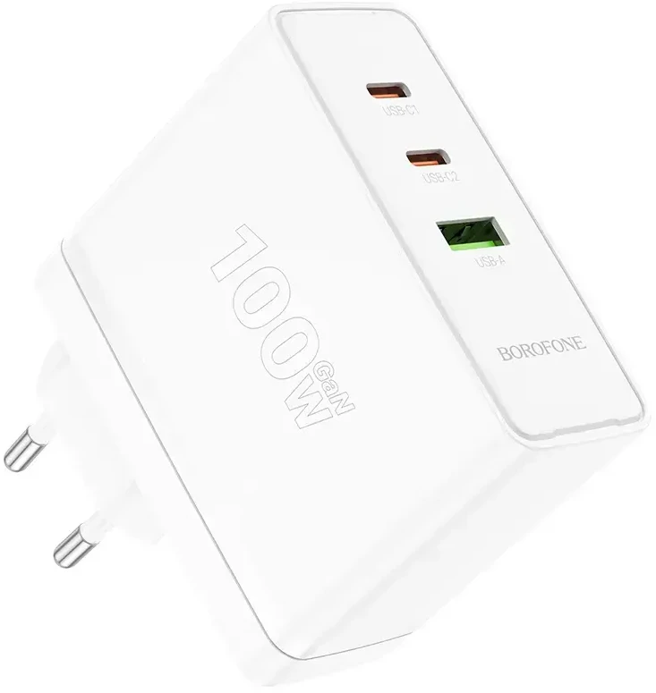 Oem Borofone laidinis įkroviklis BN11 Imperial – USB + 2xType C – QC 3.0 PD 100W baltos spalvos