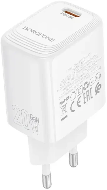 Borofone laidinis įkroviklis BN26 Fuente – Type C – PD 20W baltos spalvos