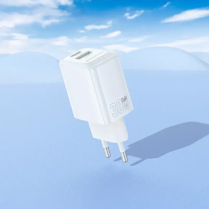 Borofone laidinis įkroviklis BN29 Fuente – USB + Type C – QC 3.0 PD 30W baltos spalvos