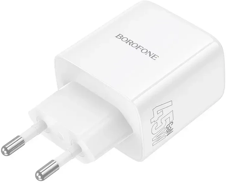 Oem Borofone kelioninis įkroviklis BN31 GaN – 2xType C – QC 3.0 PD 45W baltos spalvos