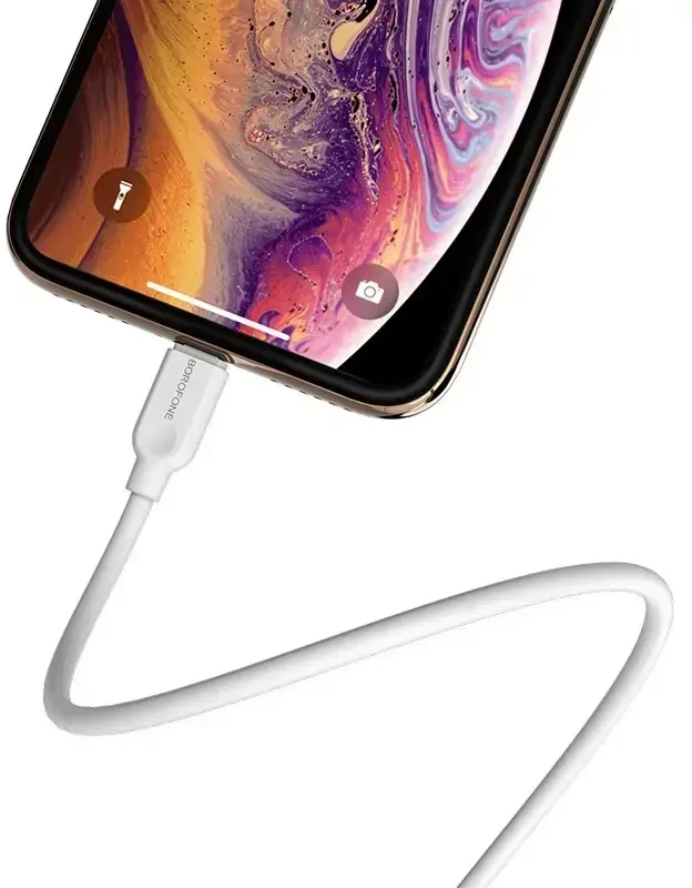 Oem Borofone kabelis BX14 LinkJet – USB į Lightning – 2,4A 3 metrai baltos spalvos