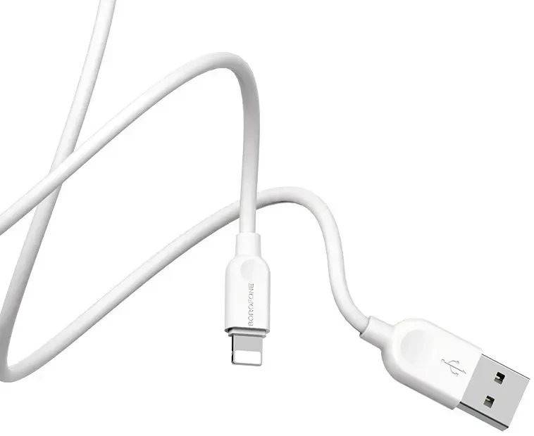 Oem Borofone kabelis BX14 LinkJet – USB į Lightning – 2,4A 3 metrai baltos spalvos