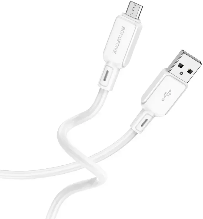 Borofone Kabelis BX94 Crystal color – USB į Micro USB – 2,4A 1 metras baltos spalvos