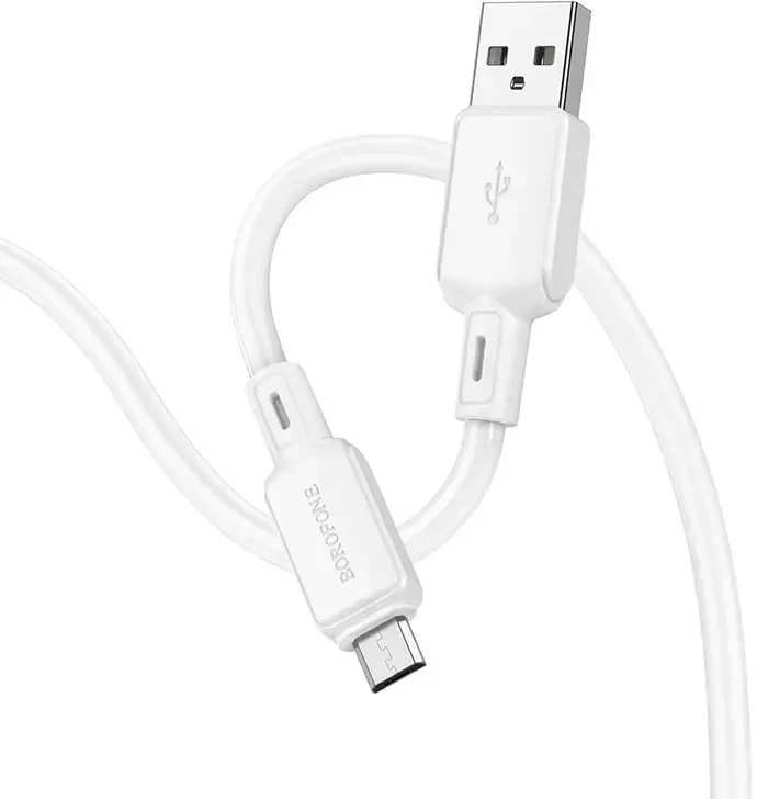 Borofone Kabelis BX94 Crystal color – USB į Micro USB – 2,4A 1 metras baltos spalvos