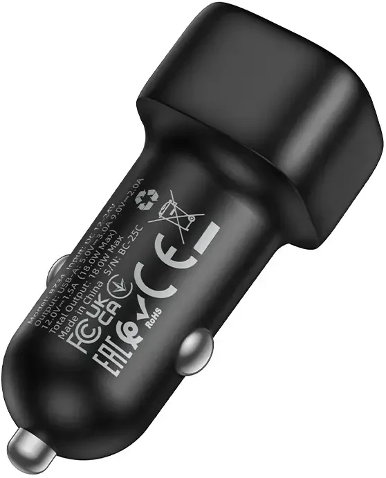 Borofone automobilinis įkroviklis BZ34 Cloud - USB - QC 3.0 18W juodos spalvos