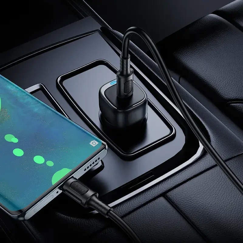 Borofone automobilinis įkroviklis BZ34A Cloud - Type C - PD 20W su Type C į Type C juodos spalvos